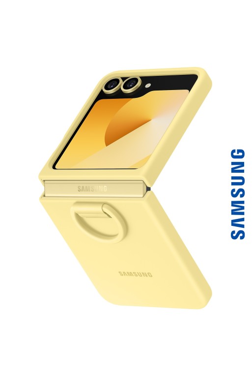 Cover con anello originale Silicone Case with Ring per Samsung Galaxy Z Flip6 - yellow