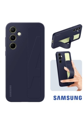 Cover originale per Samsung Galaxy A55 5G soft-touch con impugnatura - Standing Grip blu