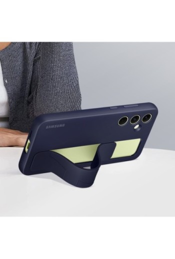 Cover originale per Samsung Galaxy A55 5G soft-touch con impugnatura - Standing Grip blu