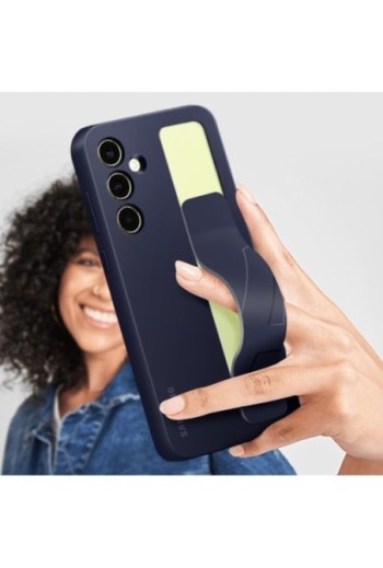 Cover originale per Samsung Galaxy A55 5G soft-touch con impugnatura - Standing Grip blu