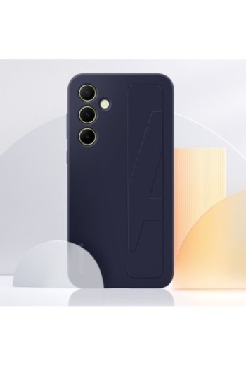 Cover originale per Samsung Galaxy A55 5G soft-touch con impugnatura - Standing Grip blu