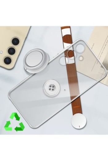 Cover originale Clear Gadget per Samsung S24 Plus anello supporto amovibile - trasparente