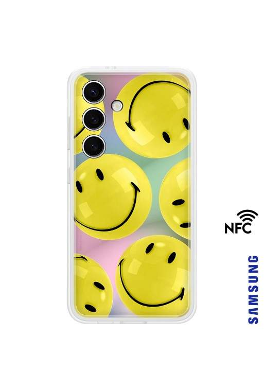 Cover originale Samsung Galaxy S24 Plus - design smile gialli sfondo personalizzato