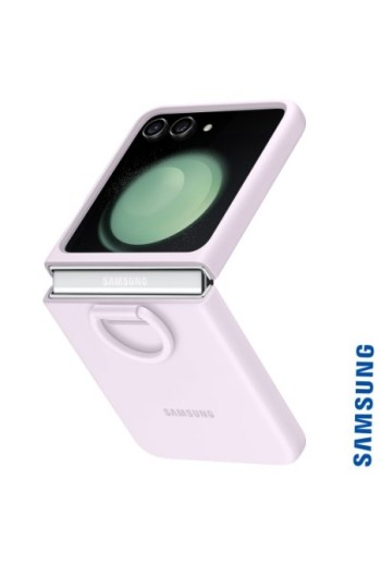 Cover per Samsung Galaxy Z Flip5 originale Silicone Case with Ring in silicone con anello - lavender