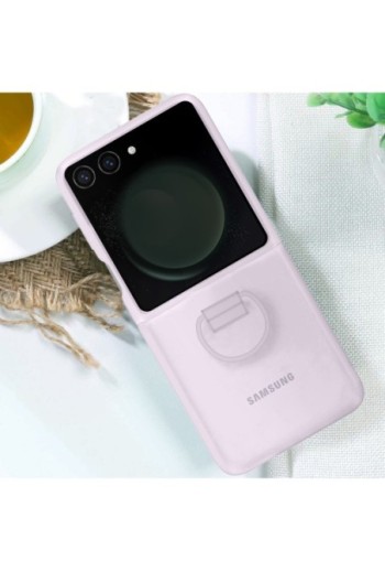 Cover per Samsung Galaxy Z Flip5 originale Silicone Case with Ring in silicone con anello - lavender