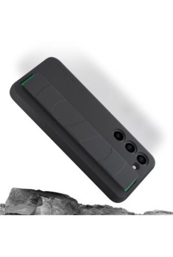 Cover originale Silicone Grip Case per Samsung Galaxy S23 Plus in silicone effetto opaco con cinturino - nera