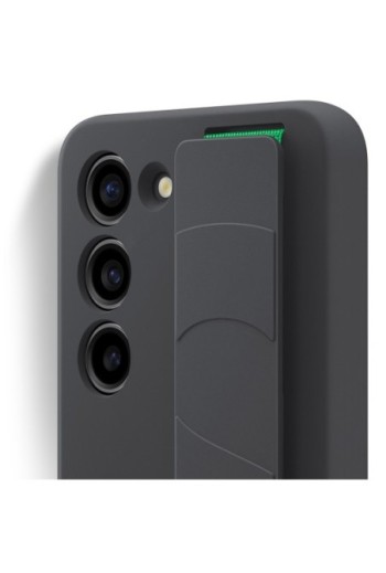 Cover originale Silicone Grip Case per Samsung Galaxy S23 Plus in silicone effetto opaco con cinturino - nera