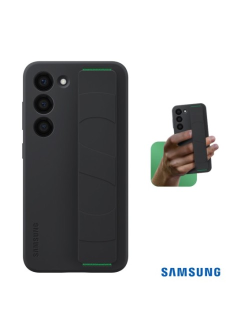 Cover originale Silicone Grip Case per Samsung Galaxy S23 in silicone effetto opaco con cinturino - nera