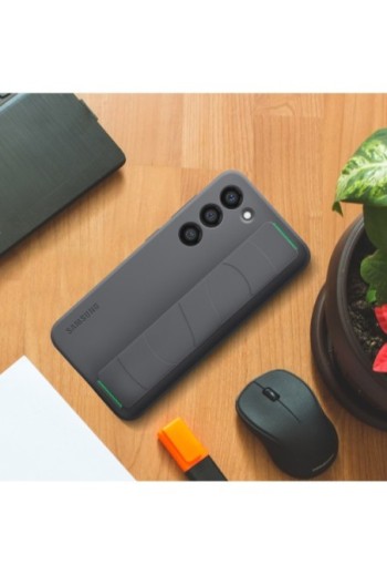 Cover originale Silicone Grip Case per Samsung Galaxy S23 in silicone effetto opaco con cinturino - nera