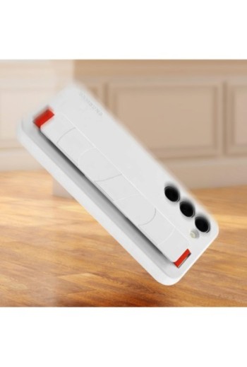 Cover originale Silicone Grip Case per Samsung Galaxy S23 in silicone effetto opaco con cinturino - bianca