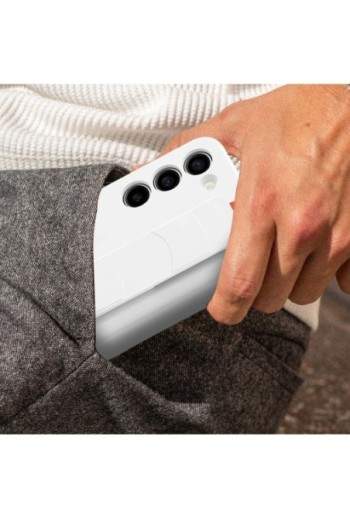 Cover originale Silicone Grip Case per Samsung Galaxy S23 in silicone effetto opaco con cinturino - bianca
