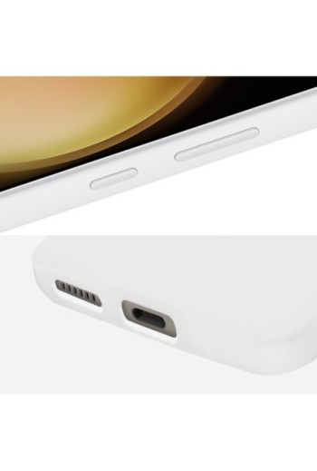 Cover originale Silicone Grip Case per Samsung Galaxy S23 in silicone effetto opaco con cinturino - bianca