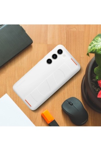 Cover originale Silicone Grip Case per Samsung Galaxy S23 Plus in silicone effetto opaco con cinturino - bianca