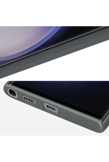 Cover originale Silicone Grip Case per Samsung Galaxy S23 Ultra in silicone effetto opaco con cinturino - nera