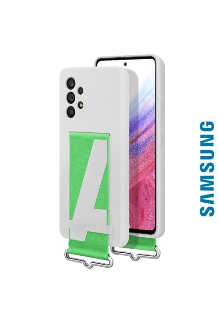 Cover Originale per Samsung Galaxy A53 5G con Cinturino verde Silicone Morbido - Bianca