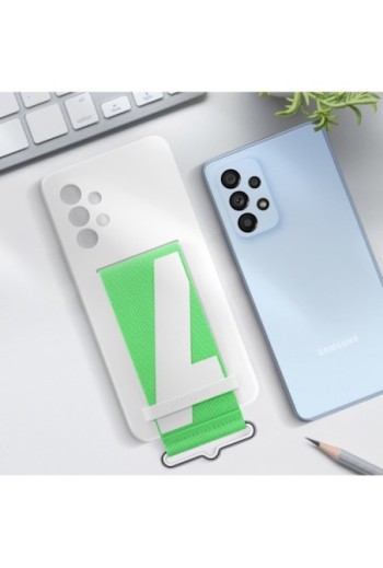 Cover Originale per Samsung Galaxy A53 5G con Cinturino verde Silicone Morbido - Bianca