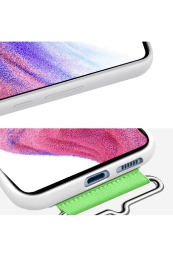 Cover Originale per Samsung Galaxy A53 5G con Cinturino verde Silicone Morbido - Bianca
