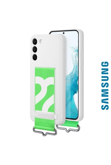 Cover Originale per Samsung Galaxy S22 Plus con Cinturino verde Silicone Morbido - Bianco