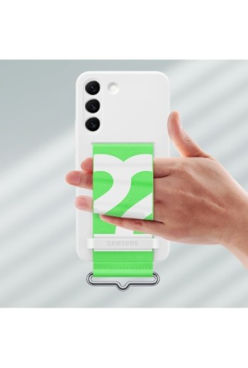 Cover Originale per Samsung Galaxy S22 Plus con Cinturino verde Silicone Morbido - Bianco
