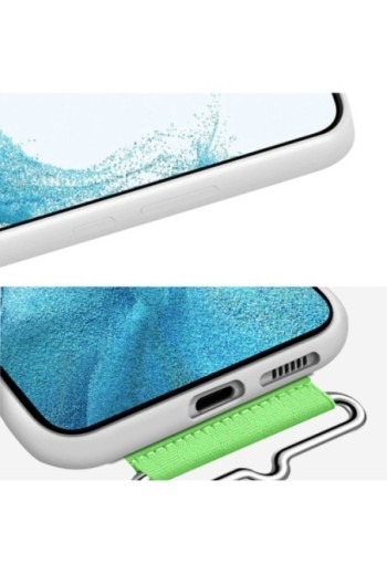 Cover Originale per Samsung Galaxy S22 Plus con Cinturino verde Silicone Morbido - Bianco