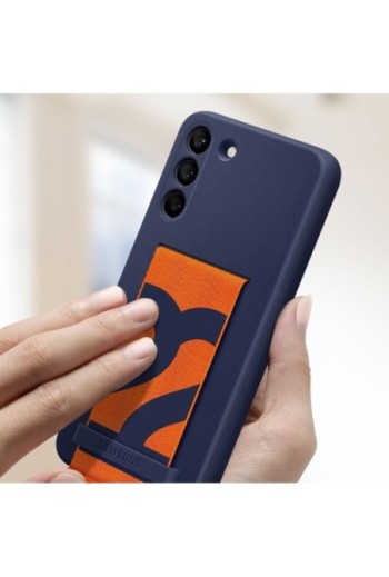 Cover Originale per Samsung Galaxy S22 Plus con Cinturino arancione Silicone Morbido - navy