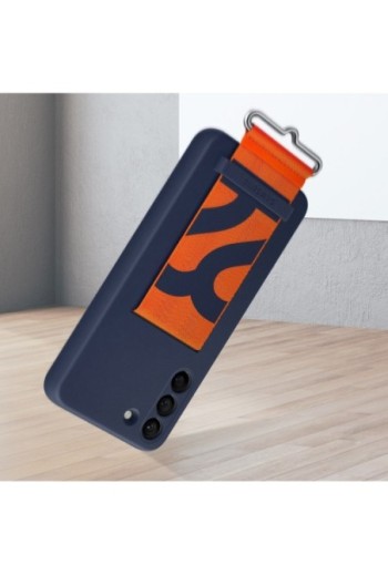 Cover Originale per Samsung Galaxy S22 Plus con Cinturino arancione Silicone Morbido - navy