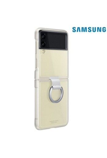 Cover per Samsung Galaxy Z Flip3 Originale Clear Cover with Ring in Silicone con Anello - trasparente