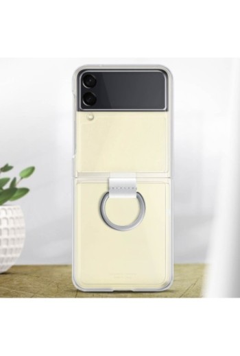 Cover per Samsung Galaxy Z Flip3 Originale Clear Cover with Ring in Silicone con Anello - trasparente
