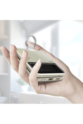 Cover per Samsung Galaxy Z Flip3 Originale Clear Cover with Ring in Silicone con Anello - trasparente