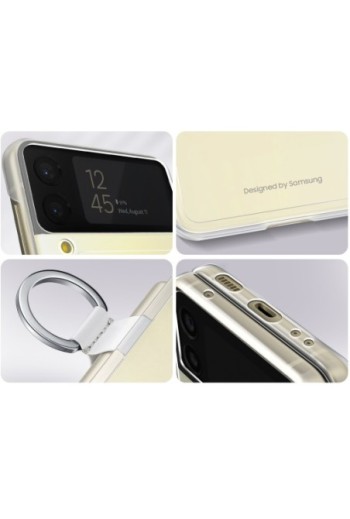 Cover per Samsung Galaxy Z Flip3 Originale Clear Cover with Ring in Silicone con Anello - trasparente