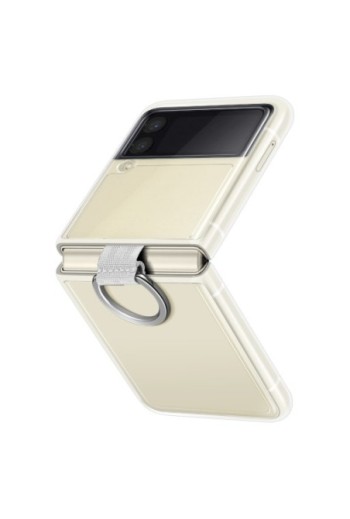 Cover per Samsung Galaxy Z Flip3 Originale Clear Cover with Ring in Silicone con Anello - trasparente