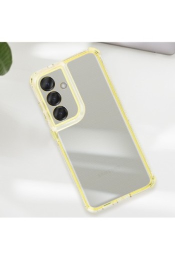 Custodia traslucida bicolore antiurto per Samsung Galaxy S25 - Gialla