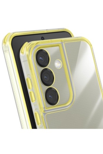 Custodia traslucida bicolore antiurto per Samsung Galaxy S25 - Gialla
