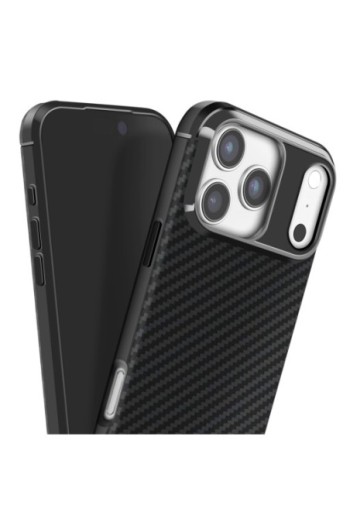 Cover Carbonio iPhone 17 Pro Max Silicone Morbido - Enviro Nero