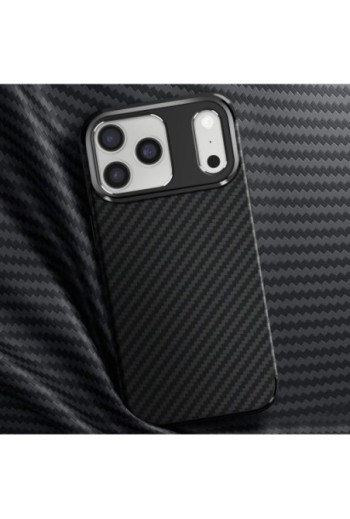 Cover Carbonio iPhone 17 Pro Max Silicone Morbido - Enviro Nero