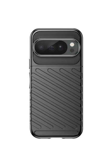 Custodia in silicone con design a righe Thunder Series nera per Google Pixel 10 e Pixel 10 Pro