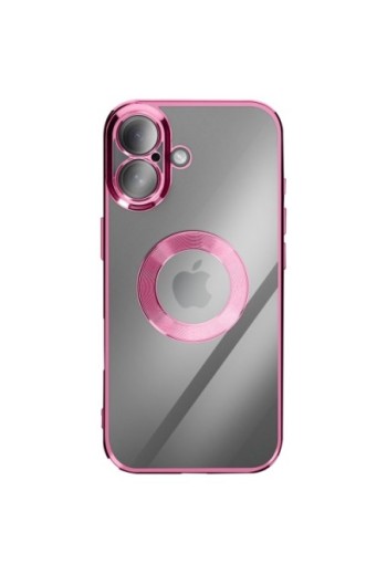 Cover in Silicone per iPhone 17 con Protezione Fotocamera - Trasparente Bordo Cromato Rosa