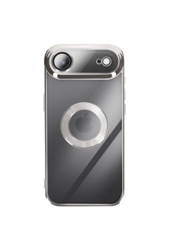 Cover in silicone per iPhone Air con fotocamera protetta - Trasparente Bordo Cromato Argento