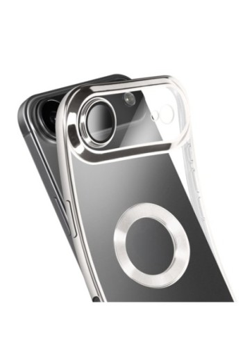 Cover in silicone per iPhone Air con fotocamera protetta - Trasparente Bordo Cromato Argento