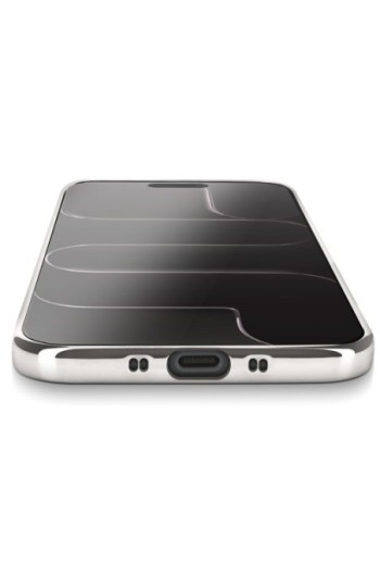 Cover in silicone per iPhone Air con fotocamera protetta - Trasparente Bordo Cromato Argento