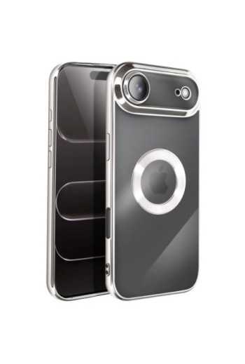 Cover in silicone per iPhone Air con fotocamera protetta - Trasparente Bordo Cromato Argento