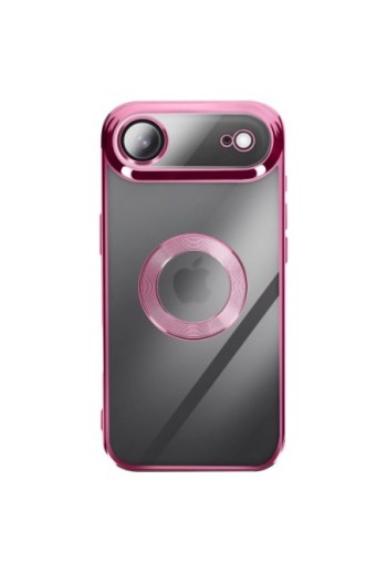 Cover in silicone per iPhone Air con fotocamera protetta - Trasparente Bordo Cromato Rosa