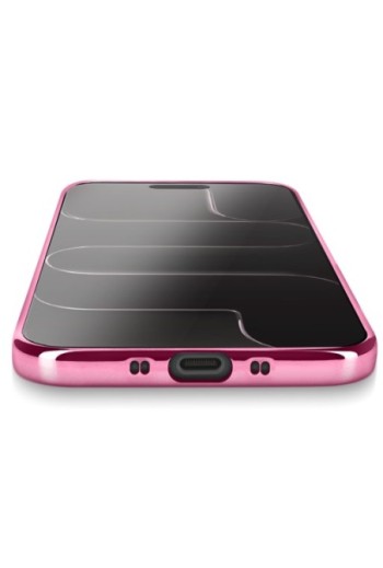 Cover in silicone per iPhone Air con fotocamera protetta - Trasparente Bordo Cromato Rosa