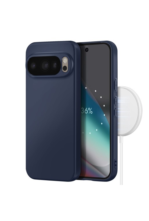 Cover Pixelsnap in Silicone Soft Touch Opaca p. Google Pixel 10 e Pixel 10 Pro Blu Notte