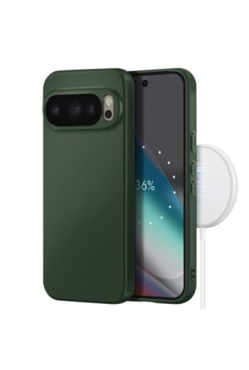 Cover Pixelsnap in Silicone Soft Touch Opaca p. Google Pixel 10 e Pixel 10 Pro Verde scuro