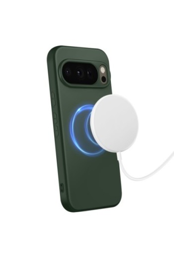 Cover Pixelsnap in Silicone Soft Touch Opaca p. Google Pixel 10 e Pixel 10 Pro Verde scuro