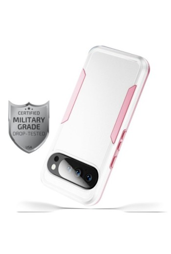 Cover Anti-shock per Google Pixel 10 e Pixel 10 Pro - Protezione Certificata Norma Militare Bianca e Rosa