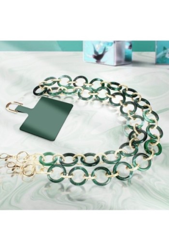 Gioiello per smartphone catena maglie larghe 120 cm Moxie serie Athena - verde e oro
