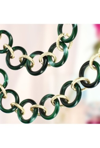 Gioiello per smartphone catena maglie larghe 120 cm Moxie serie Athena - verde e oro