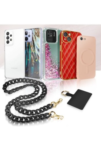 Gioiello per smartphone catena maglie larghe 120 cm Moxie Serie Ibiza - nero